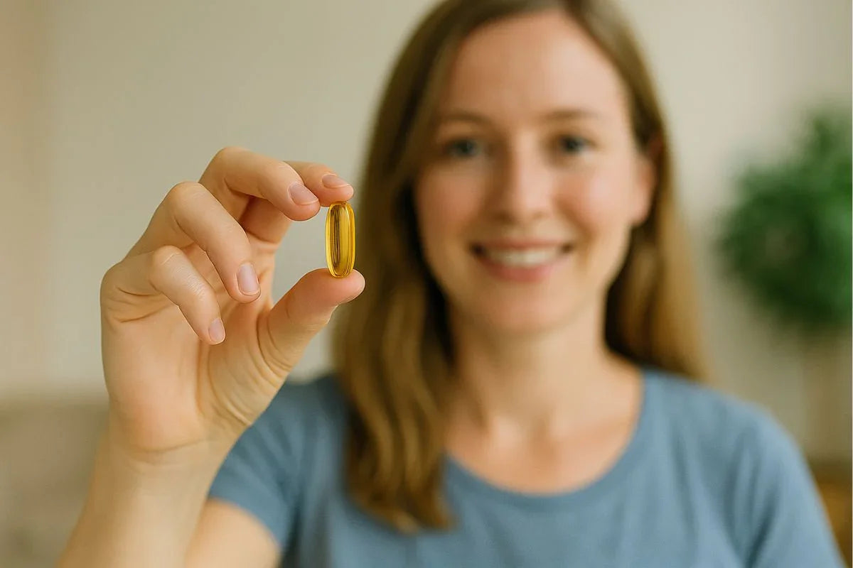 Vrouwe met visolie capsule