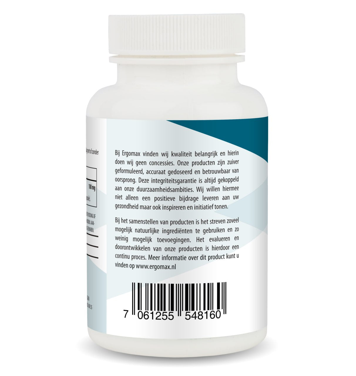 Achterkant van een fles Pentadecaanzuur (C15:0) met productinformatie en barcode.