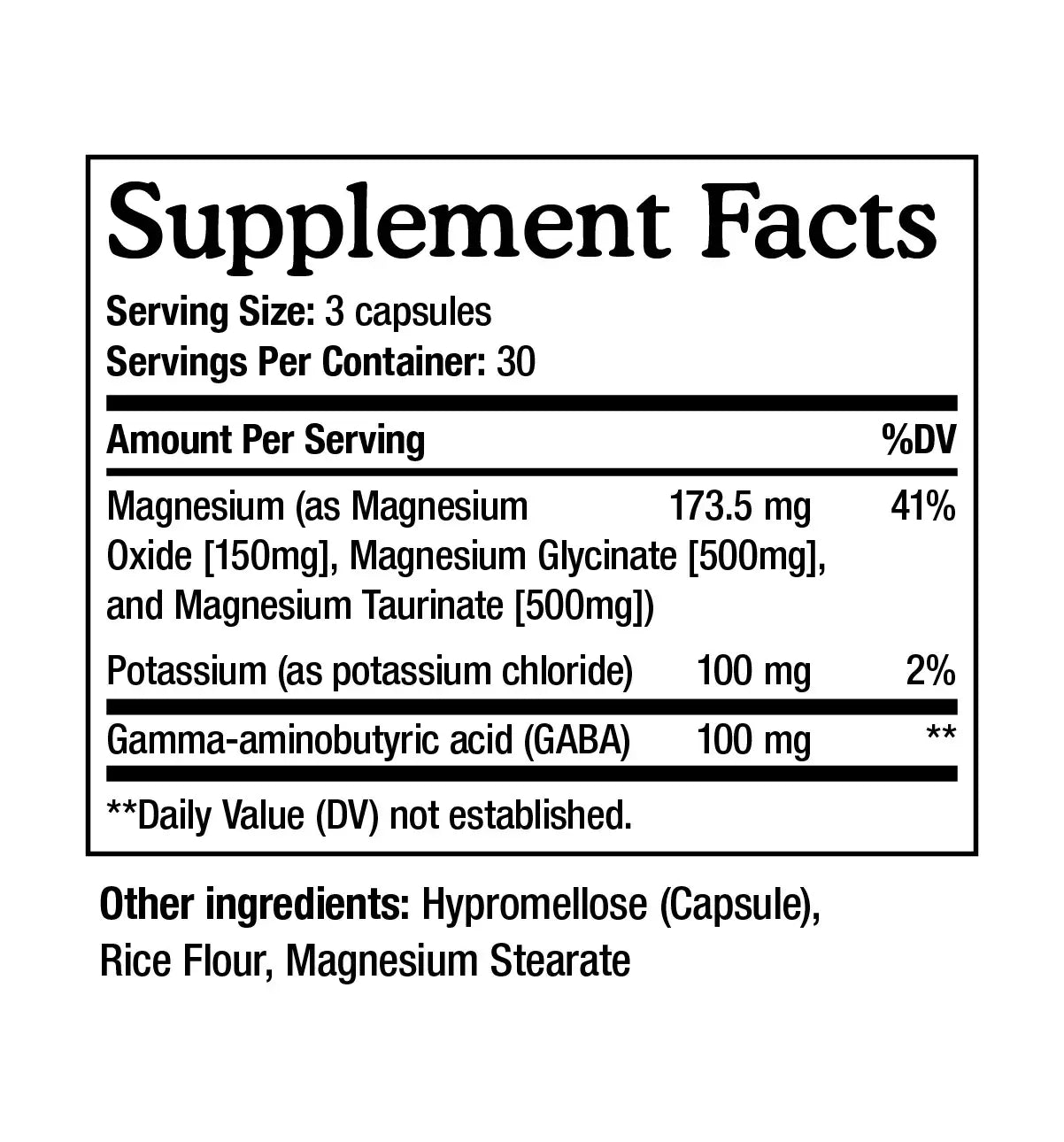 Achterkant van MitoQ Triple Magnesium Complex met ingrediënten en gebruiksinformatie.
