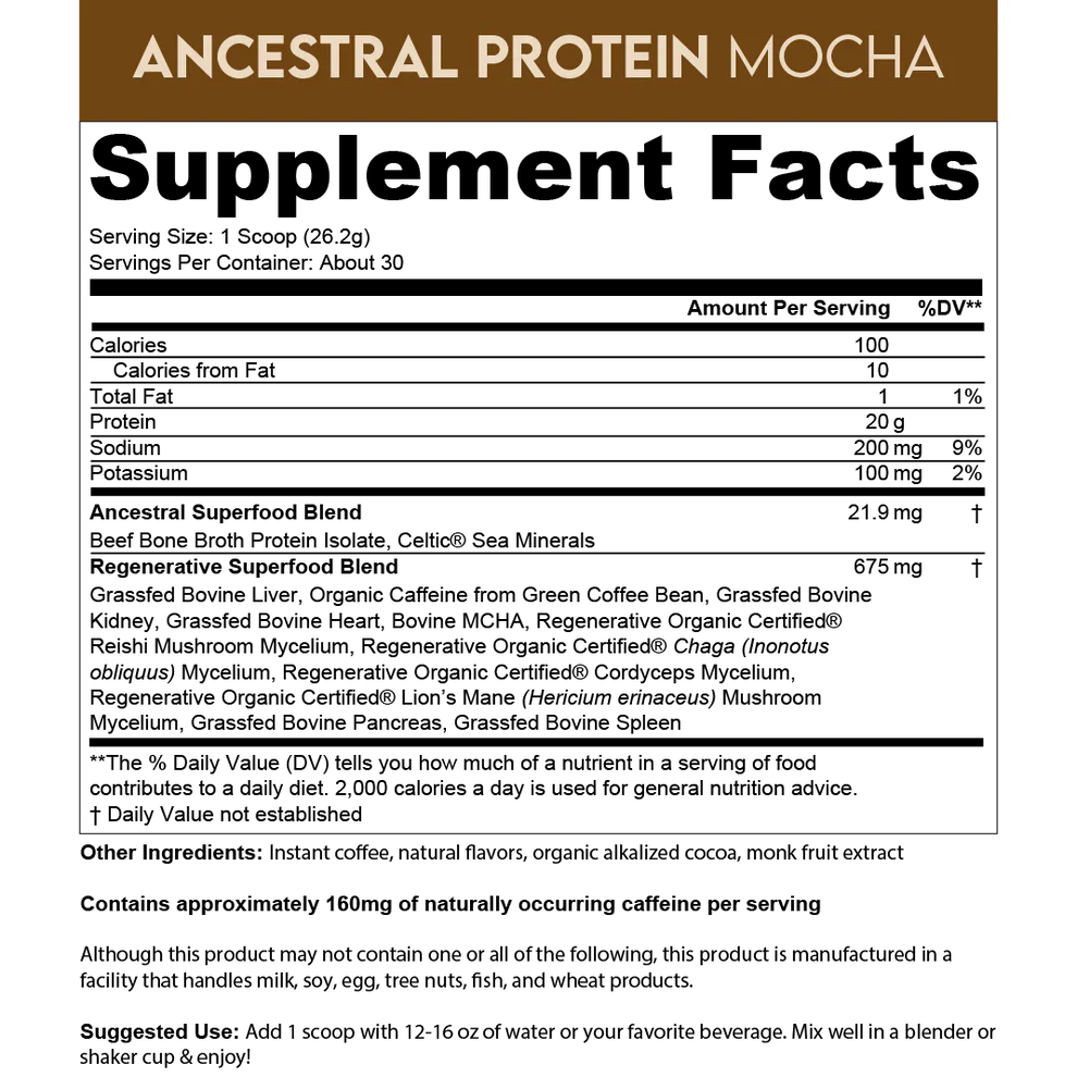 Ancestral Eiwitpoeder - Grasgevoerd - Mokka - 787 gram