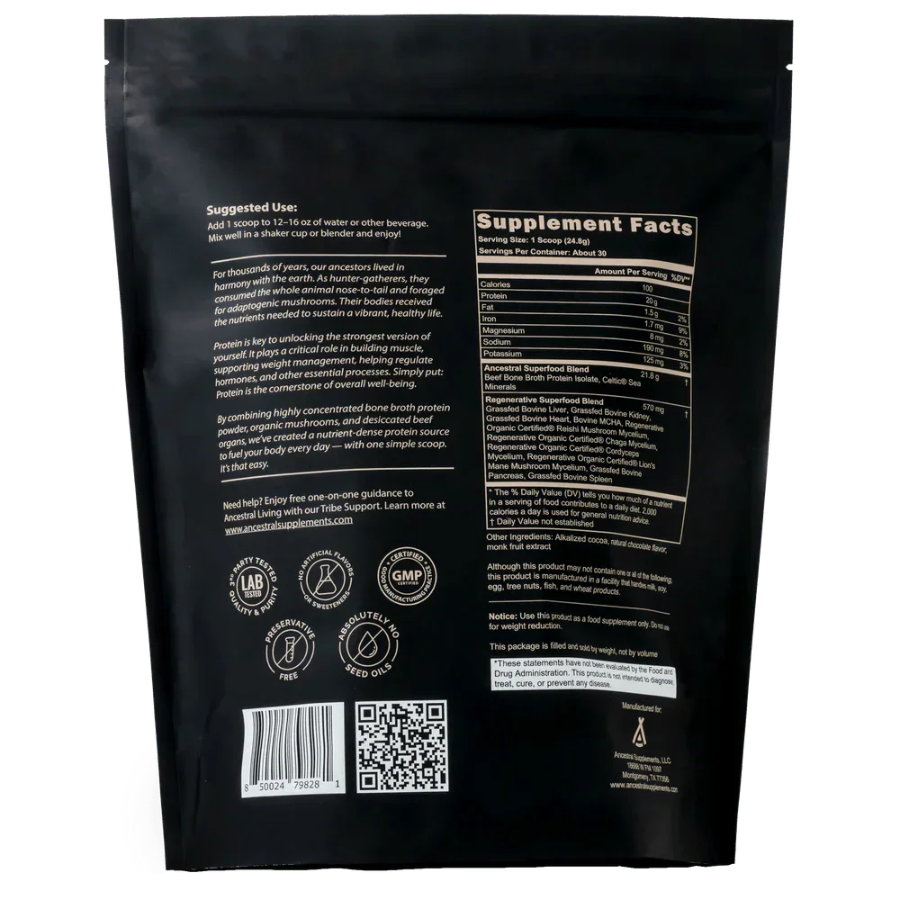 Ancestral Eiwitpoeder - Grasgevoerd & Choco- 744 gram - Ergomax