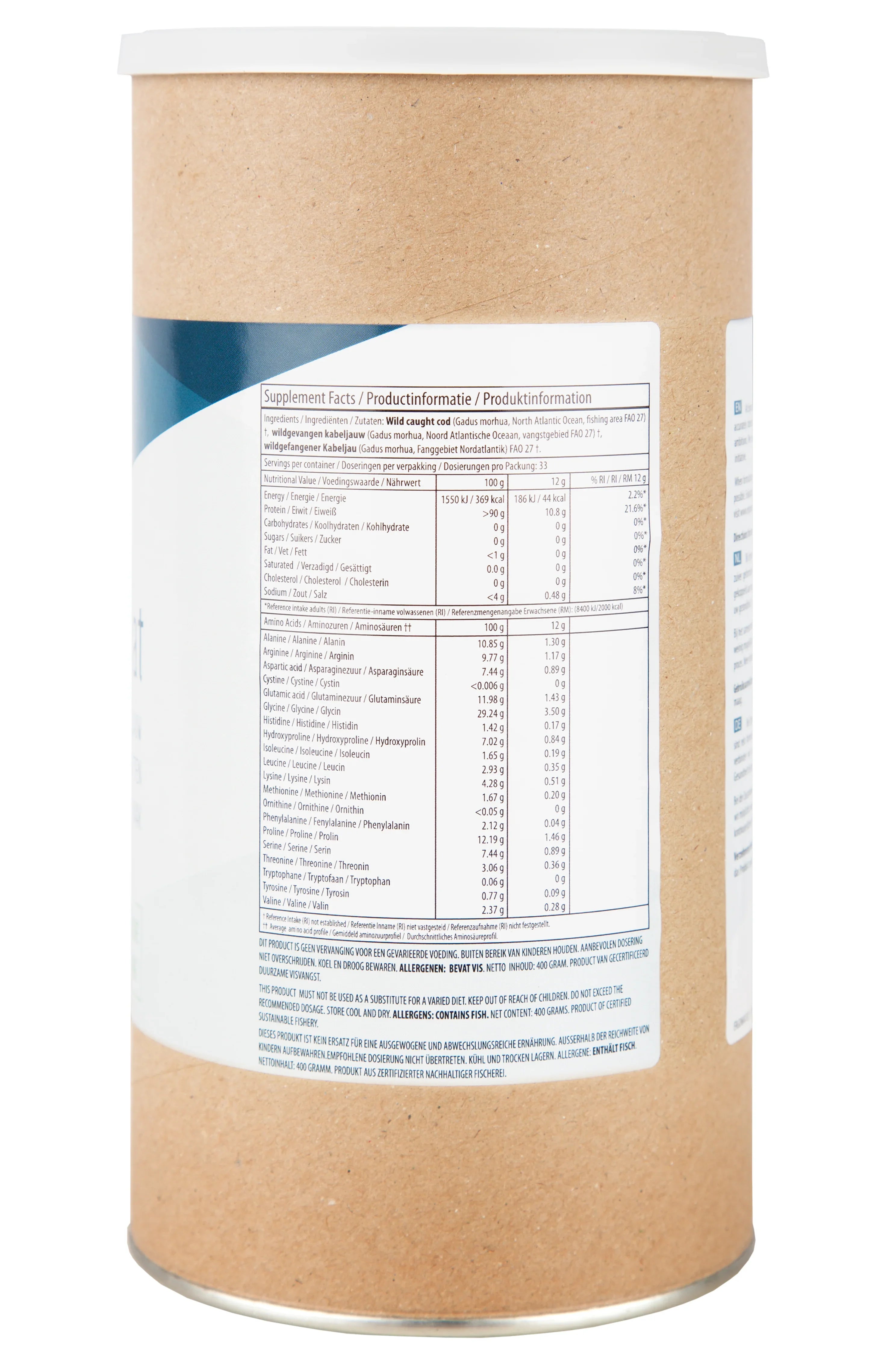 Gelatine - Collageen Hydrolysaat - Wilde Zeevis - Ergomax