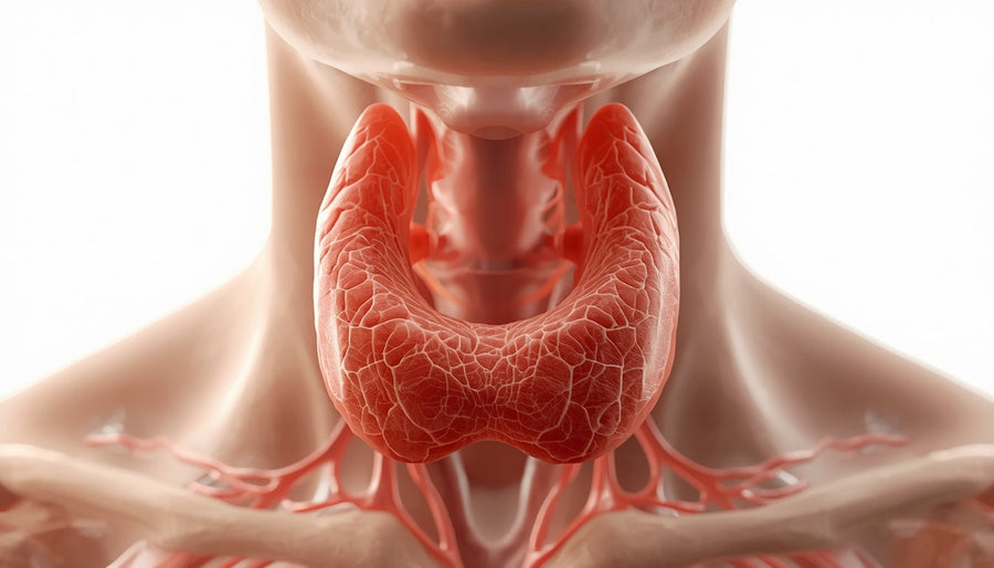 Anatomische weergave van de schildklier in de hals