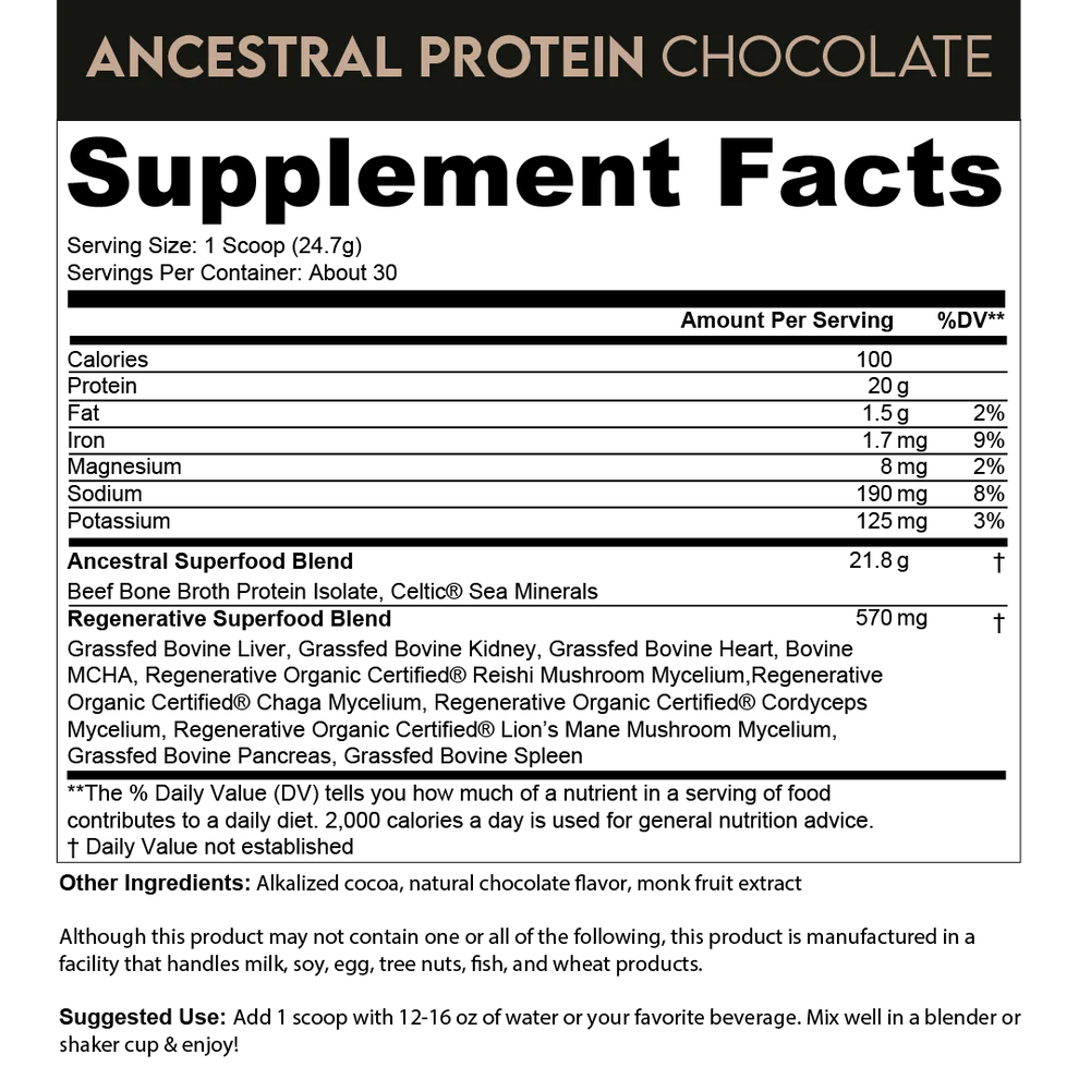 Ancestral Eiwitpoeder - Grasgevoerd - Chocolade - 744 gram
