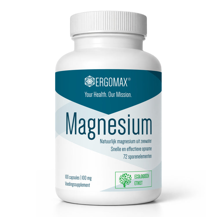 Magnesium - Liposomale formulering - 100 capsules van Ergomax, natuurlijk magnesium uit zeewater, voedingssupplement