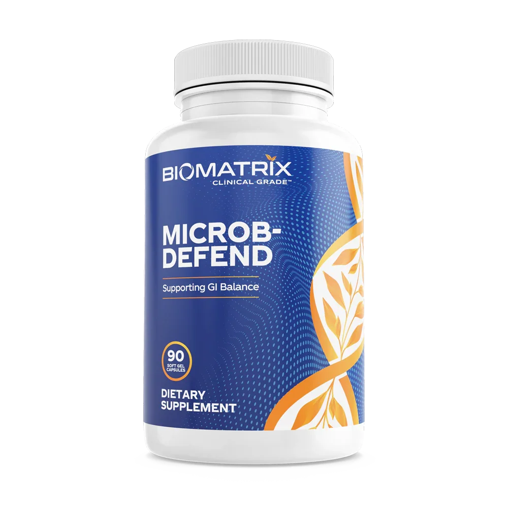 Microb-Defend oregano olie formulering supplement in verpakking