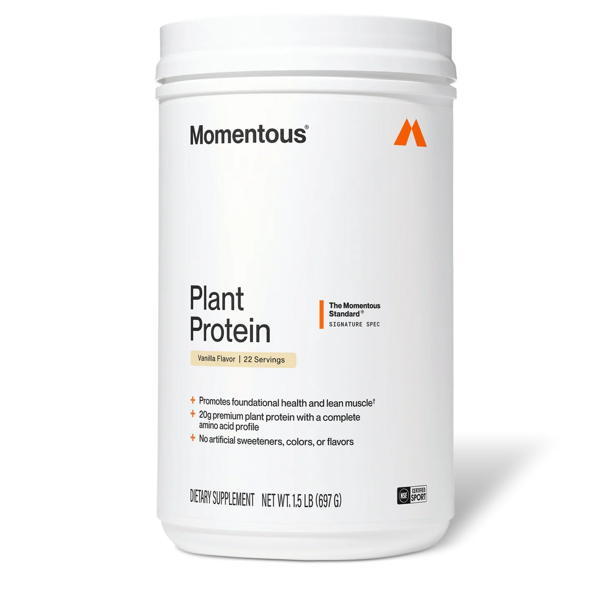 Momentous Plant Protein, etiket smaak Vanilla