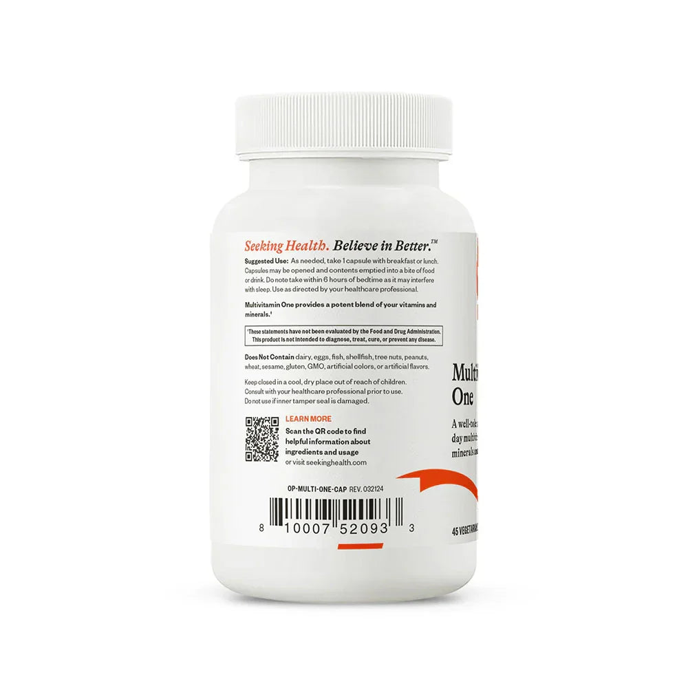 Etiket met voedingswaardetabel van Multivitamine One capsules