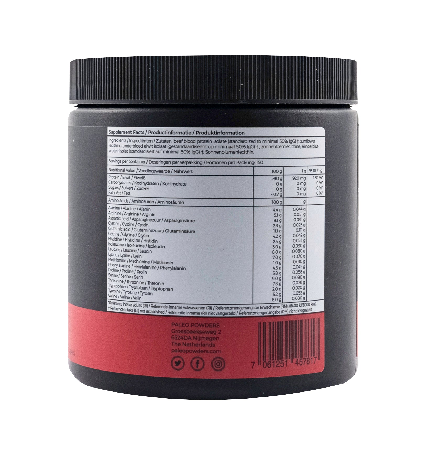 Runderbloed Eiwit Isolaat - Grasgevoerde Runderen - 150 gram