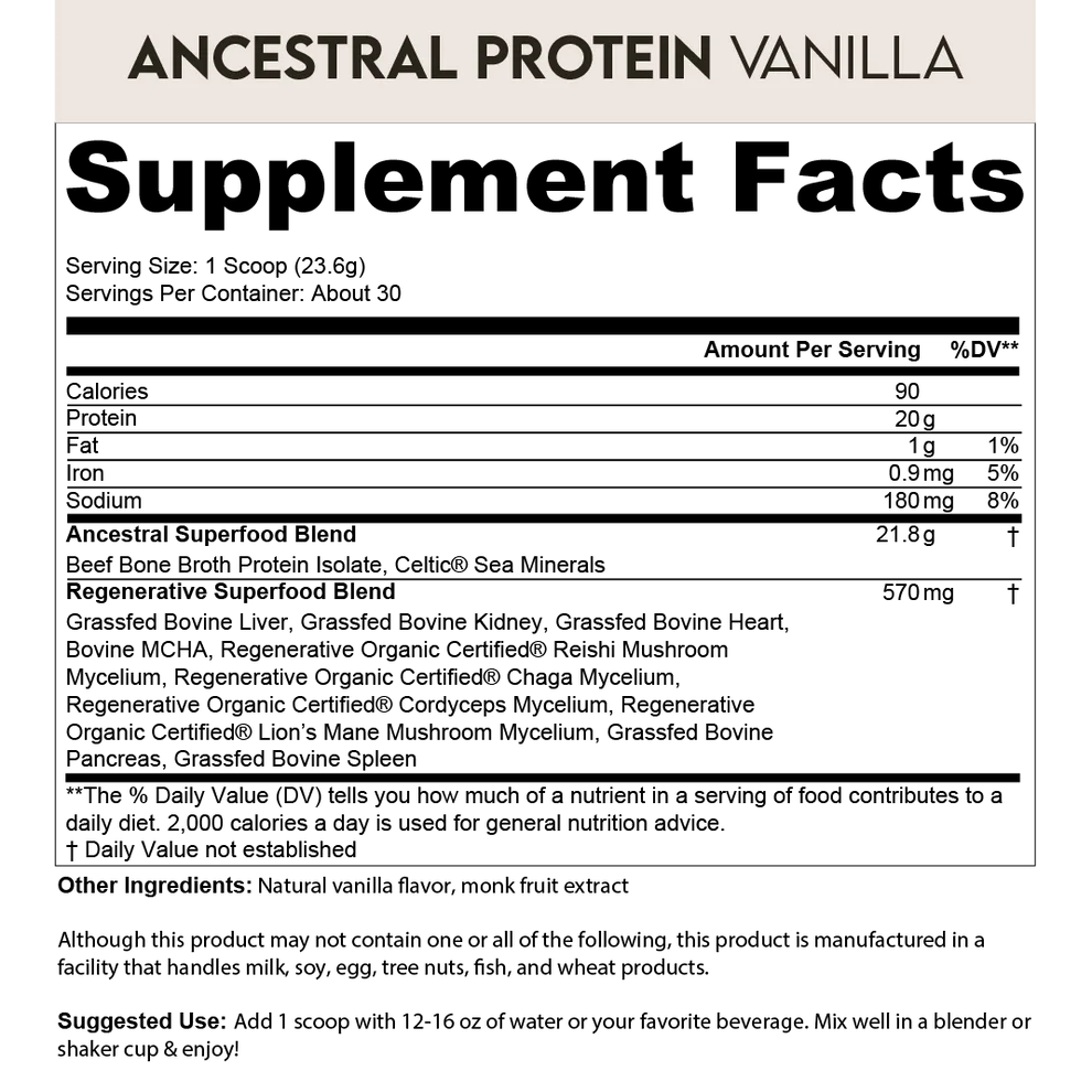 Ancestral Eiwitpoeder - Grasgevoerd - Vanille - 711 gram